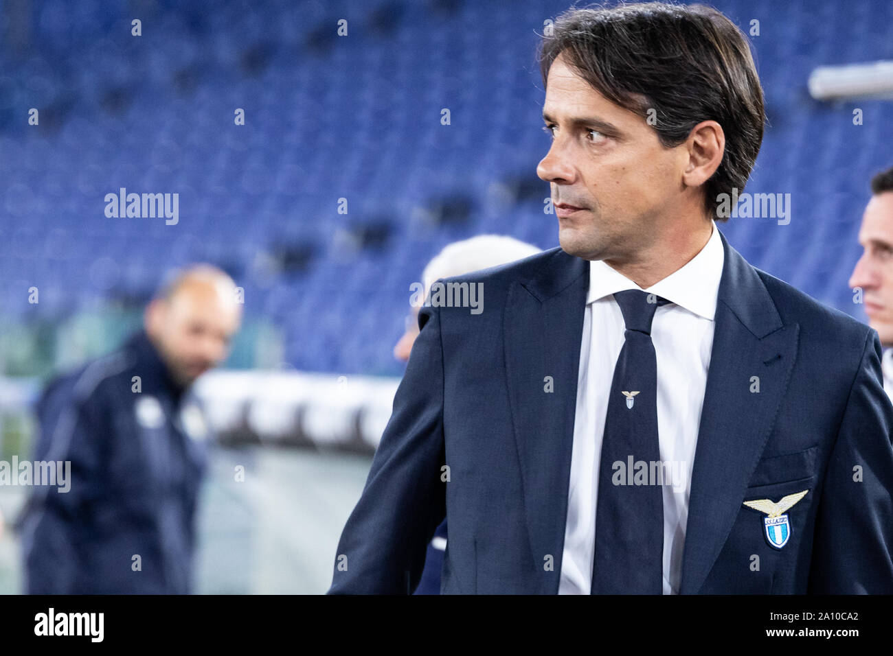 Roma, Italia. Il 22 settembre, 2019. Lazio coach, Simone Inzaghi si affaccia su durante la Serie A match tra Lazio e Parma presso lo Stadio Olimpico.(punteggio finale: Lazio 2:0 Parma) Credito: SOPA Immagini limitata/Alamy Live News Foto Stock