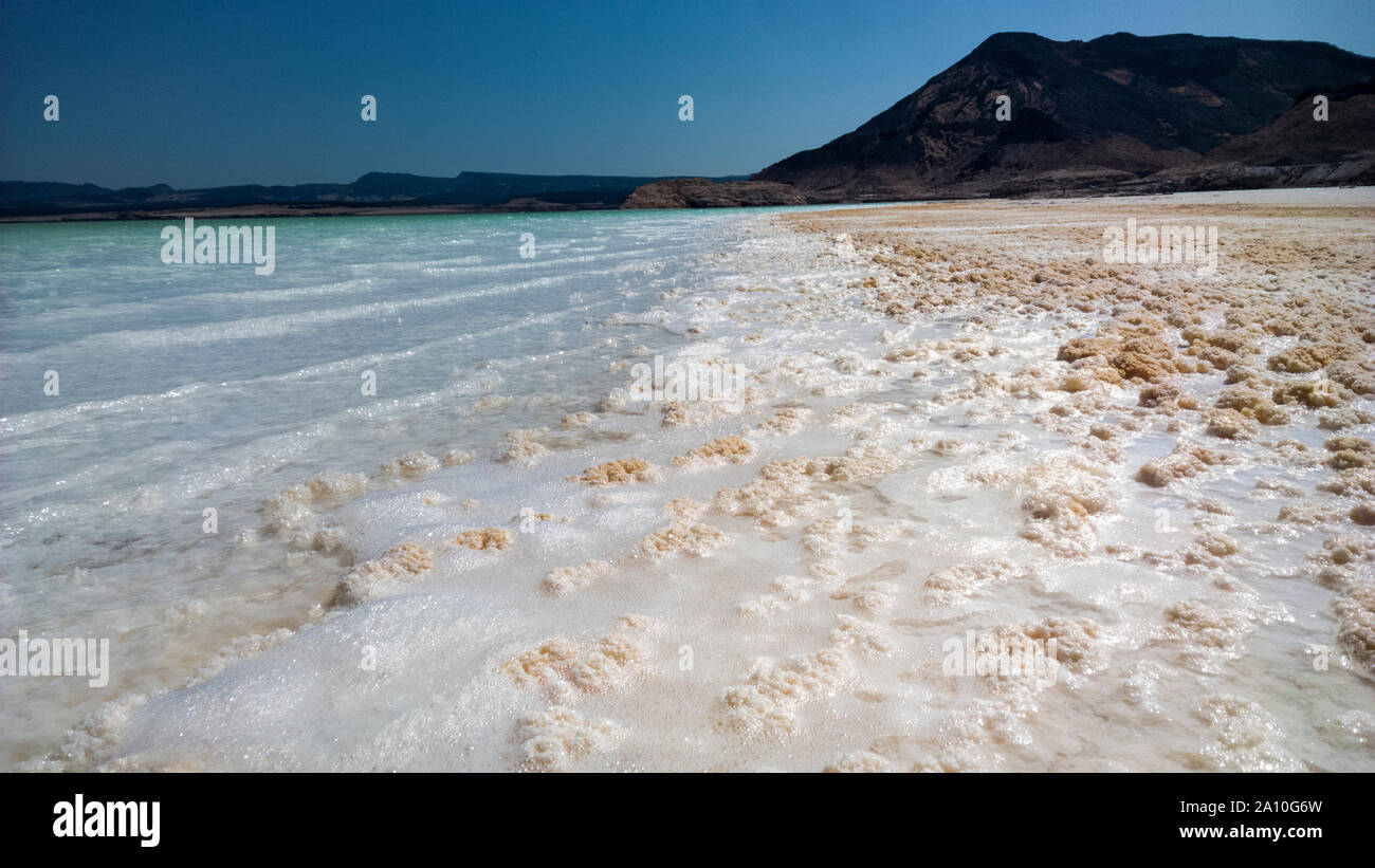Lac Assal (Salt Lake, Gibuti Foto Stock