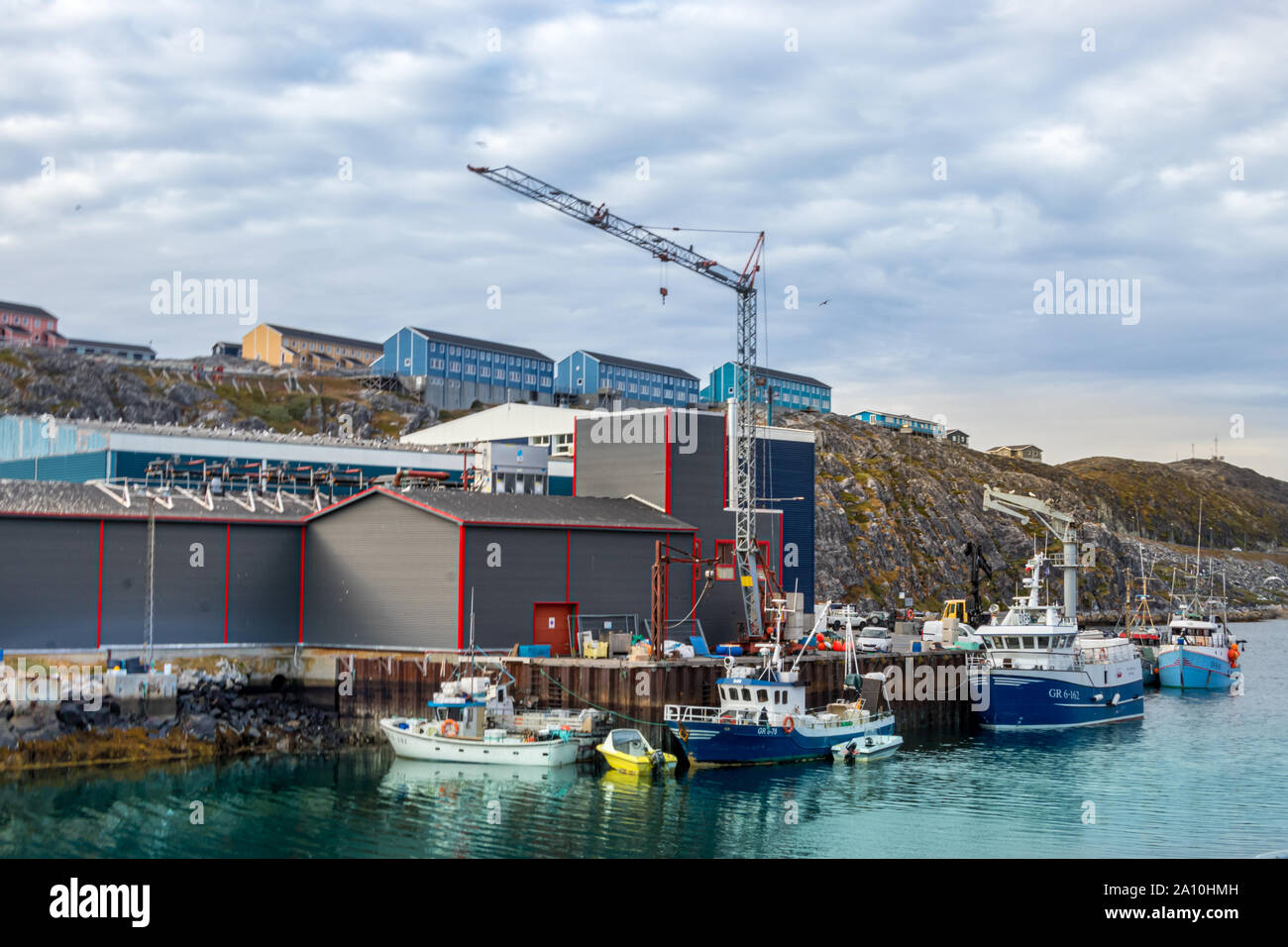 Il porto e il porto di Nuuk in Groenlandia. Foto Stock