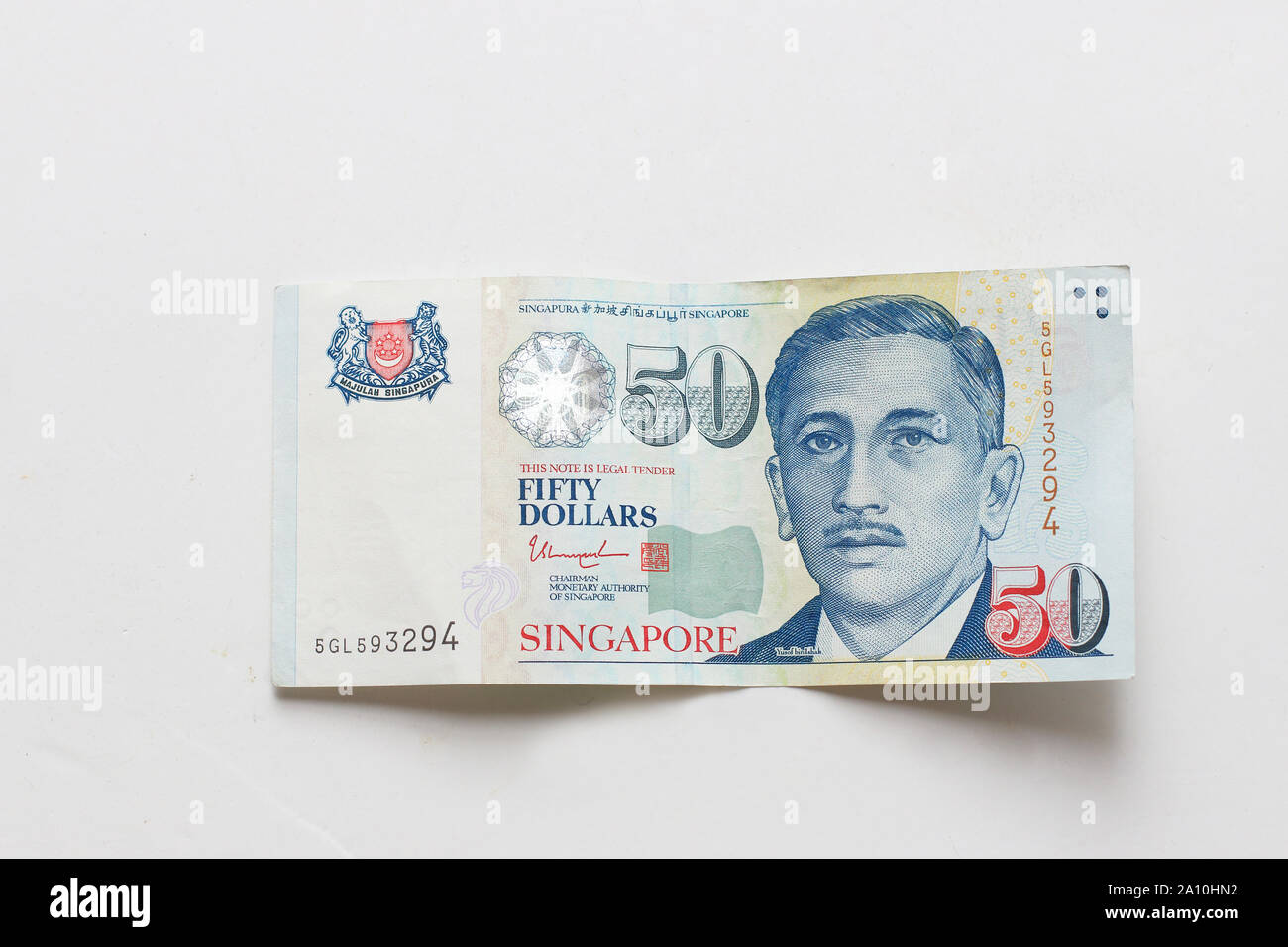 Cinquanta dollari di Singapore, dollari di Singapore 50 nota di valuta Foto Stock