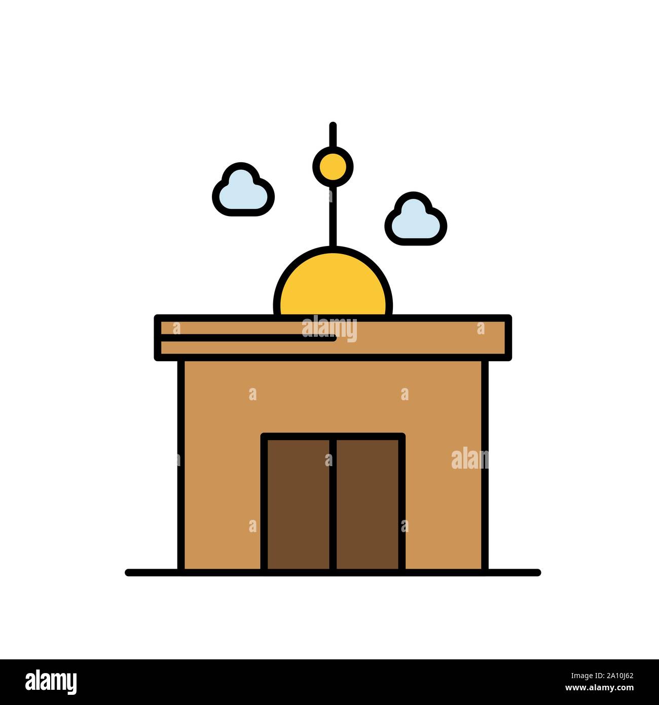 La moschea, la religione edificio icona glyph isolato su bianco. EPS10 Illustrazione Vettoriale