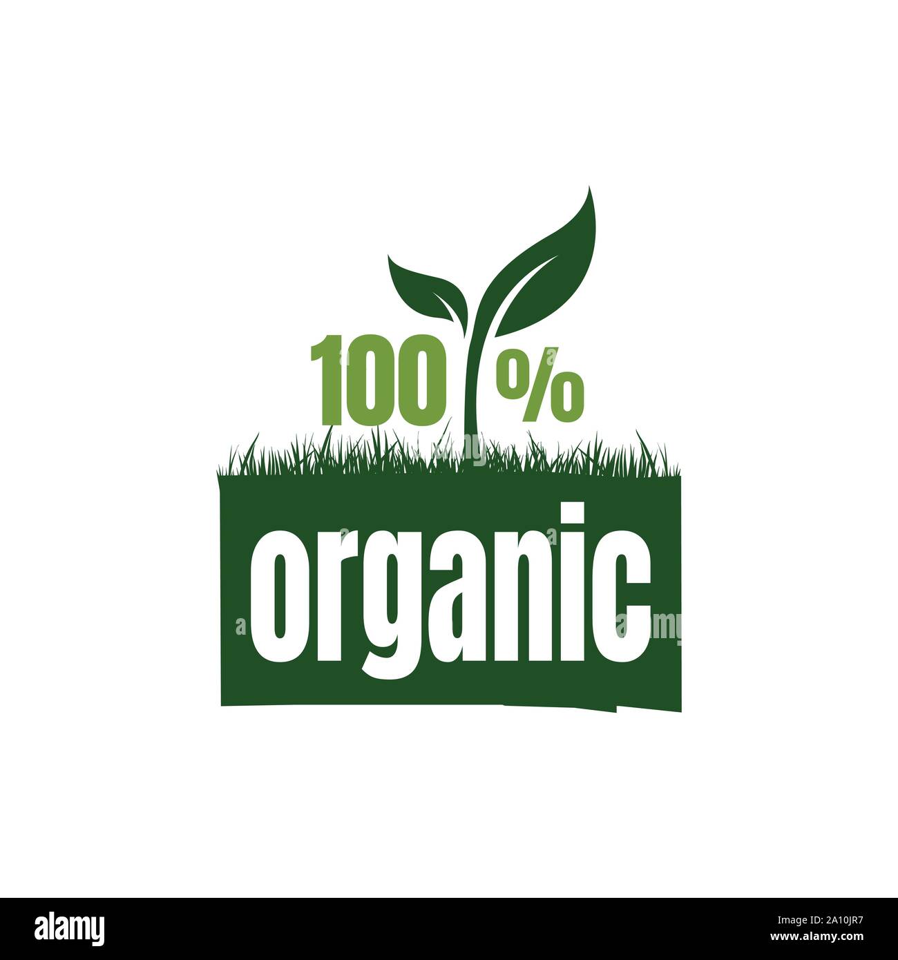 100% di alimenti biologici logo design vettoriali illustrazioni di intestazione Illustrazione Vettoriale