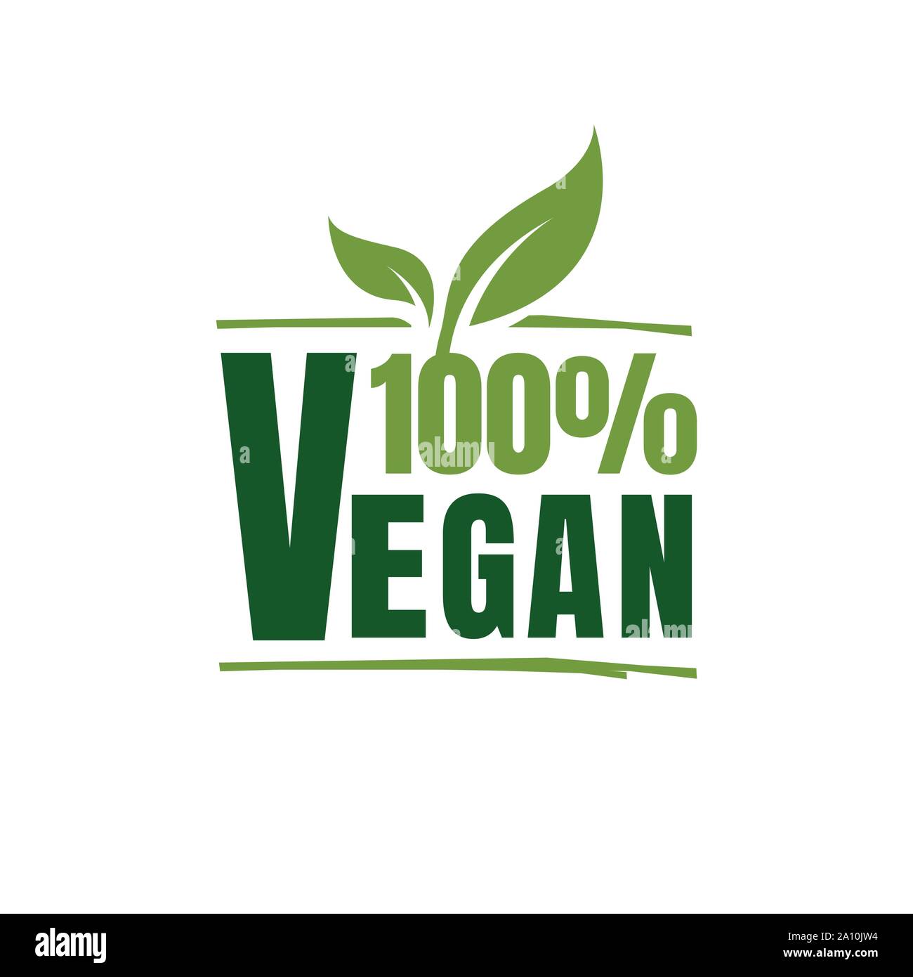 100% logo Vegana Vegetariana icona vettore elemento verde Illustrazione Vettoriale