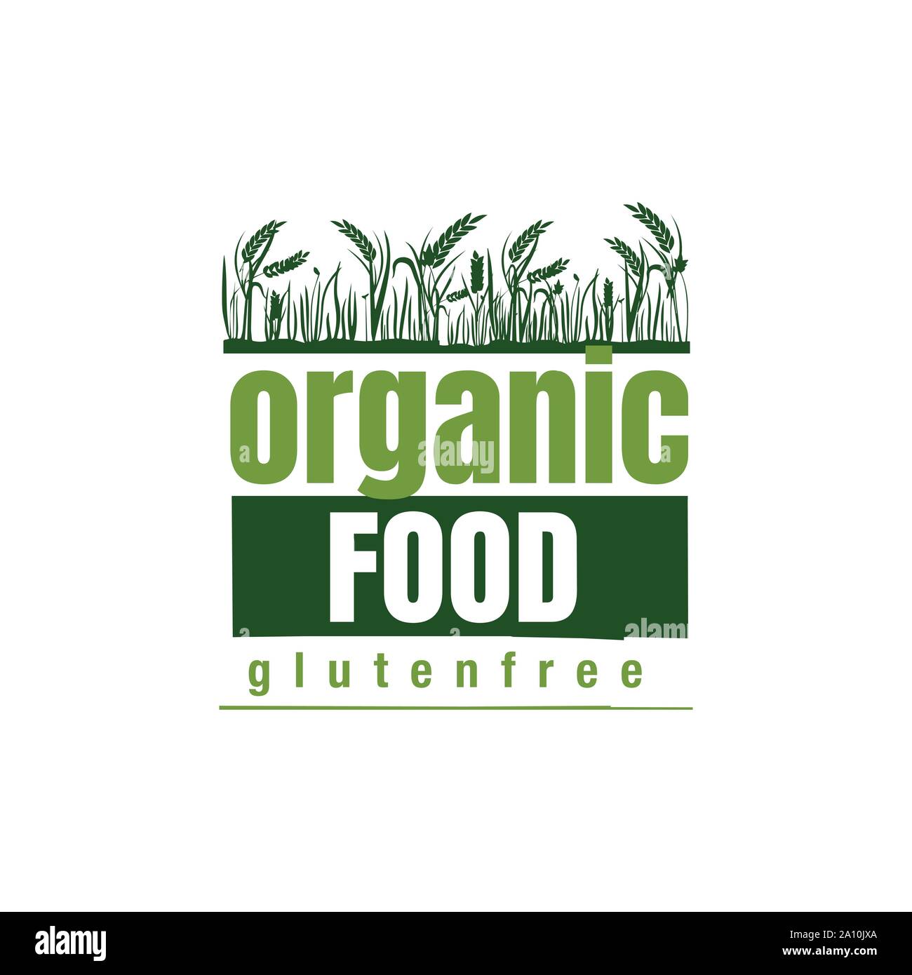 100% di alimenti biologici logo design vettoriali illustrazioni di intestazione Illustrazione Vettoriale