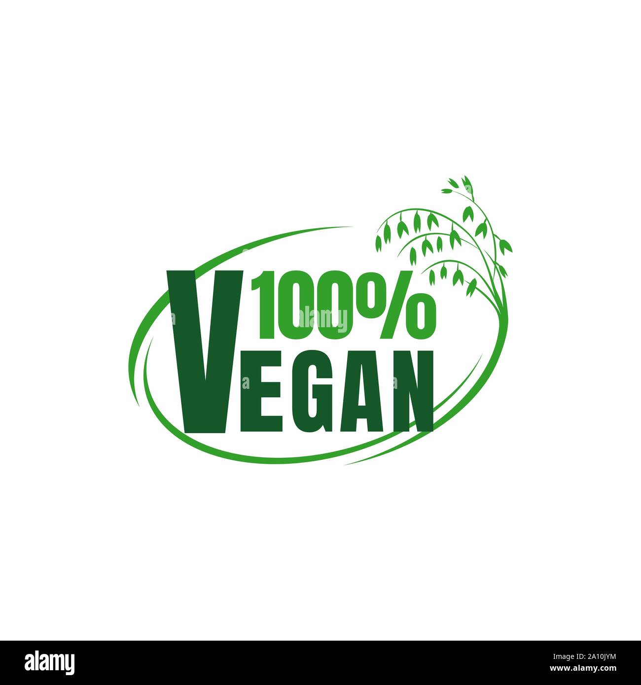 100% logo Vegana Vegetariana icona vettore elemento verde Illustrazione Vettoriale