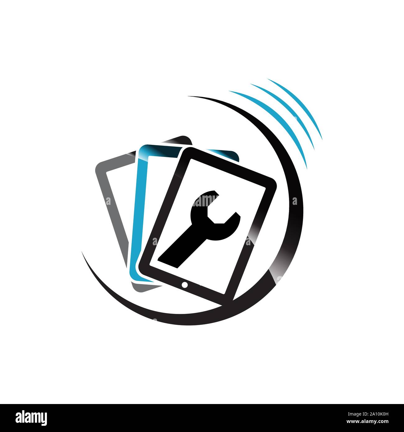 Telefono cellulare di servizio riparazione logo design vector icona simbolo illusrations Illustrazione Vettoriale