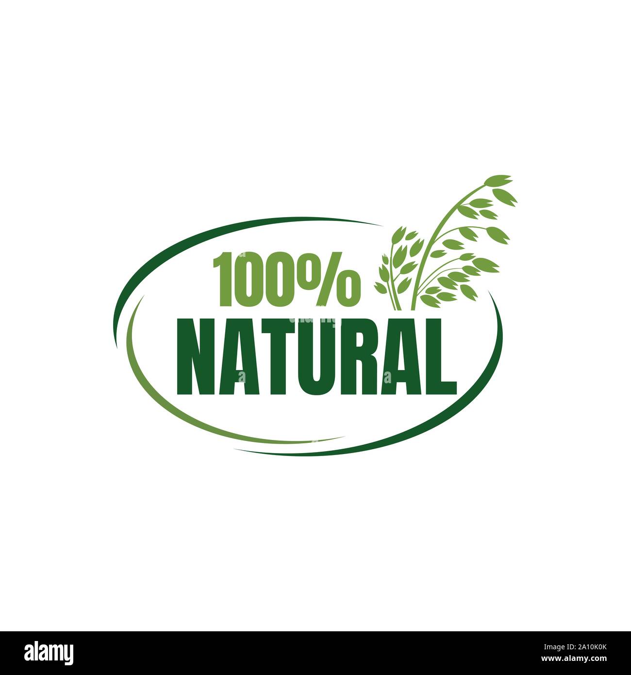 100% di alimenti naturali logo design vettoriali illustrazioni di intestazione Illustrazione Vettoriale