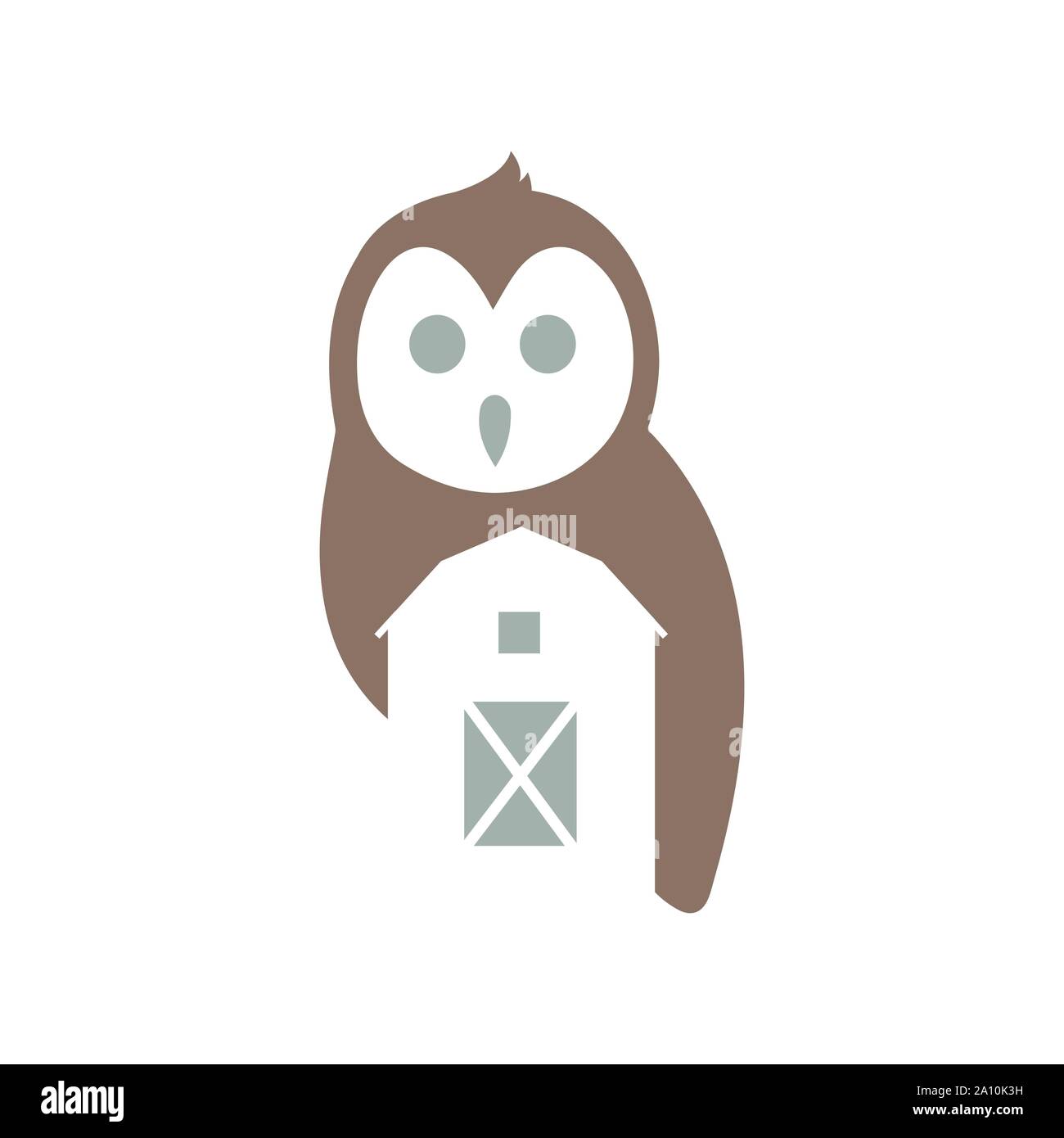Owl e Farm Barn Logo design ispirazione illustrazioni vettoriali Illustrazione Vettoriale