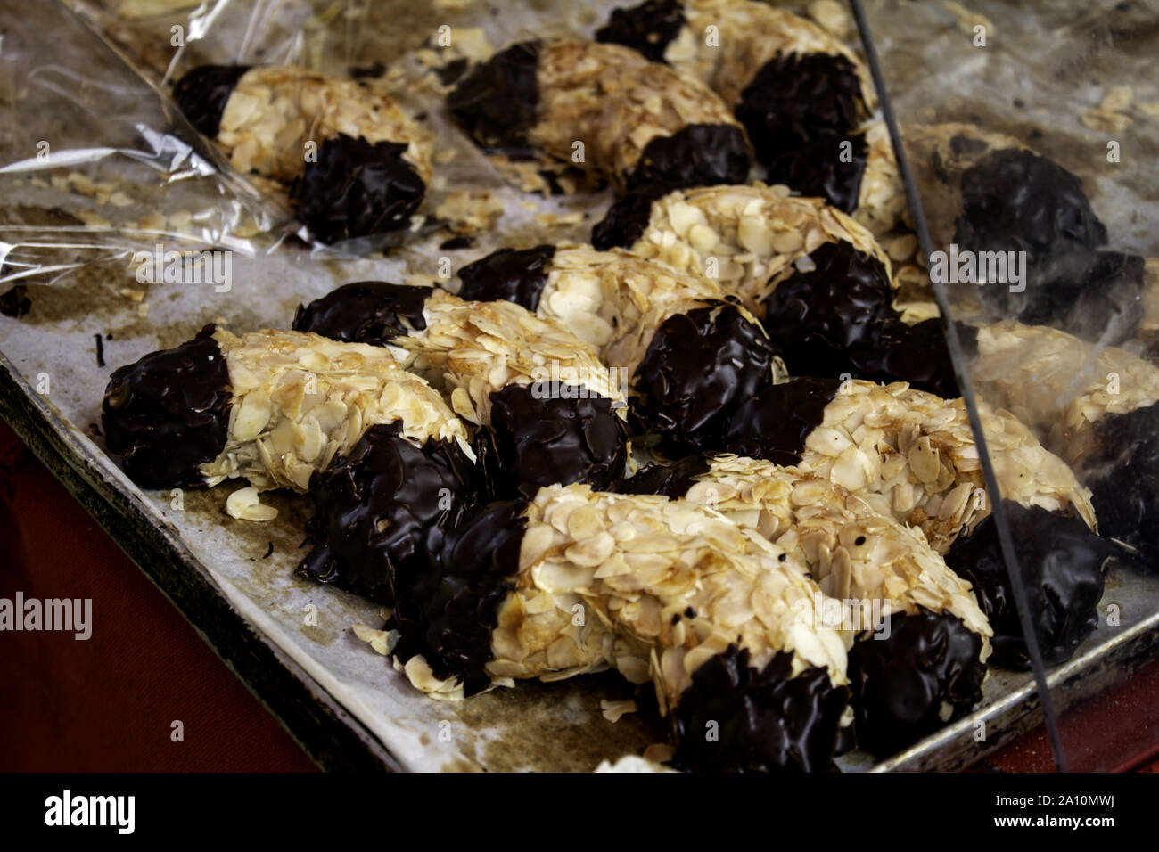 Praline di cioccolato Belgio shop, cibo e dessert Foto Stock