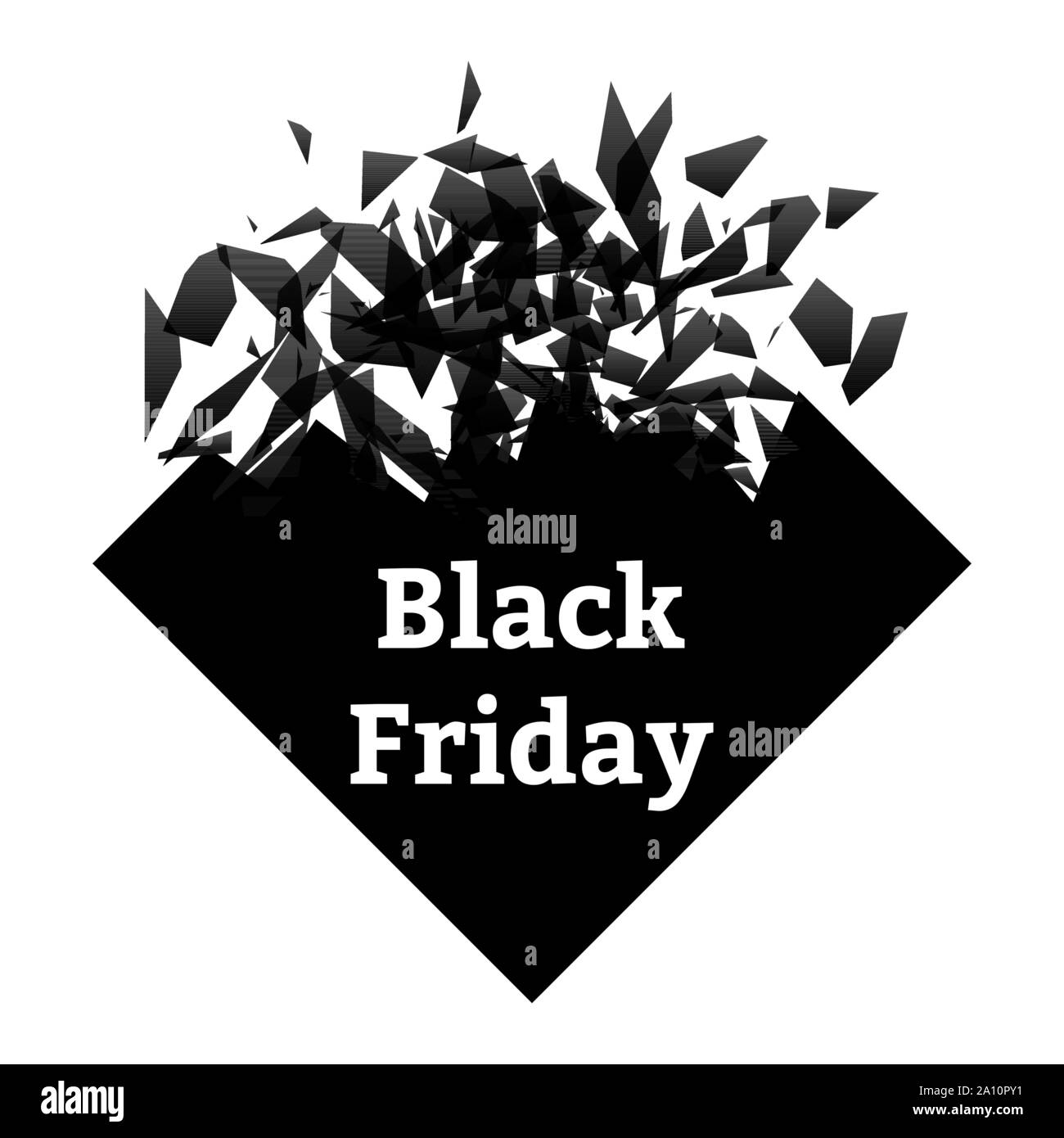 Venerdì nero. Esplosione rombo con l'iscrizione. Il concetto di vendita sul venerdì nero. Illustrazione Vettoriale Illustrazione Vettoriale