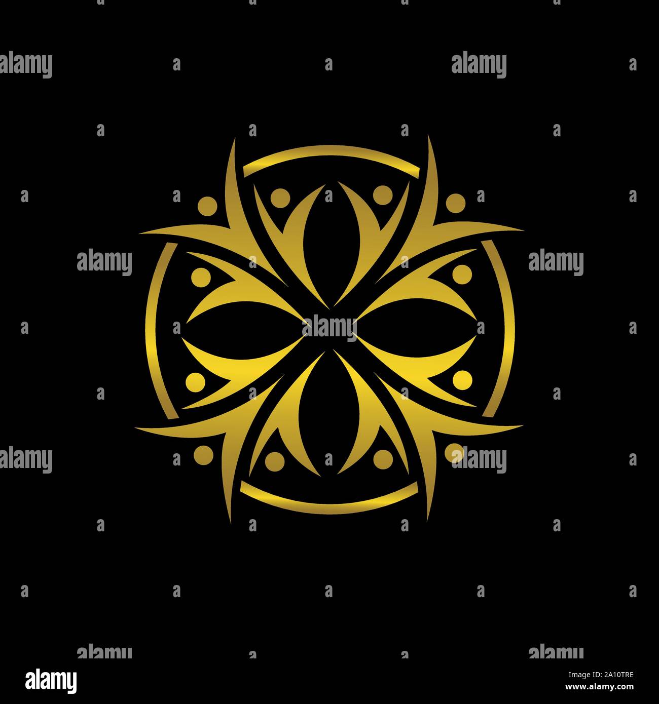Stemma Rotondo gold logo fiore vettore in un cerchio n lineare vettore stile distintivo astratto Illustrazione Vettoriale