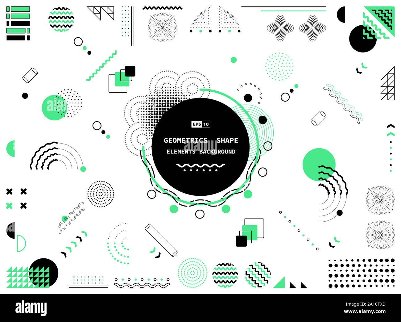 Abstract verde e nero forma geometrica delle linee di elementi di moderno design di copertura dello sfondo. Utilizzare per creare poster, d'arte e progettazione del modello, annuncio, stampa. Foto Stock