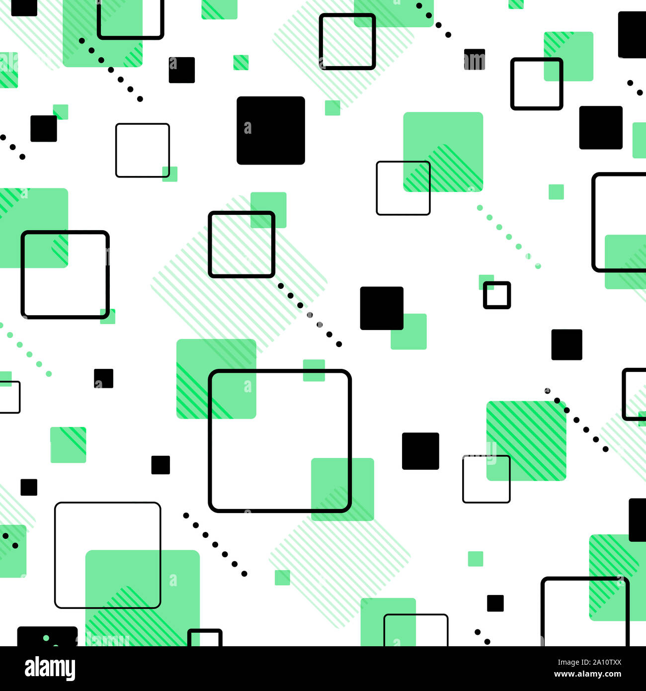 Abstract di colore verde memphis quadrato geometrico dello sfondo. Utilizzare per il pattern design, illustrazione, il modello di presentazione, annuncio. illustrazione eps vettoriali Foto Stock
