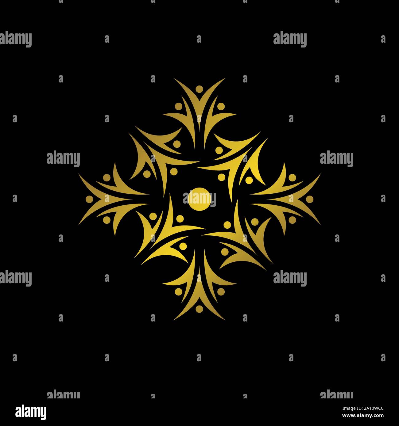 Stemma Rotondo gold logo fiore vettore in un cerchio n lineare vettore stile distintivo astratto Illustrazione Vettoriale