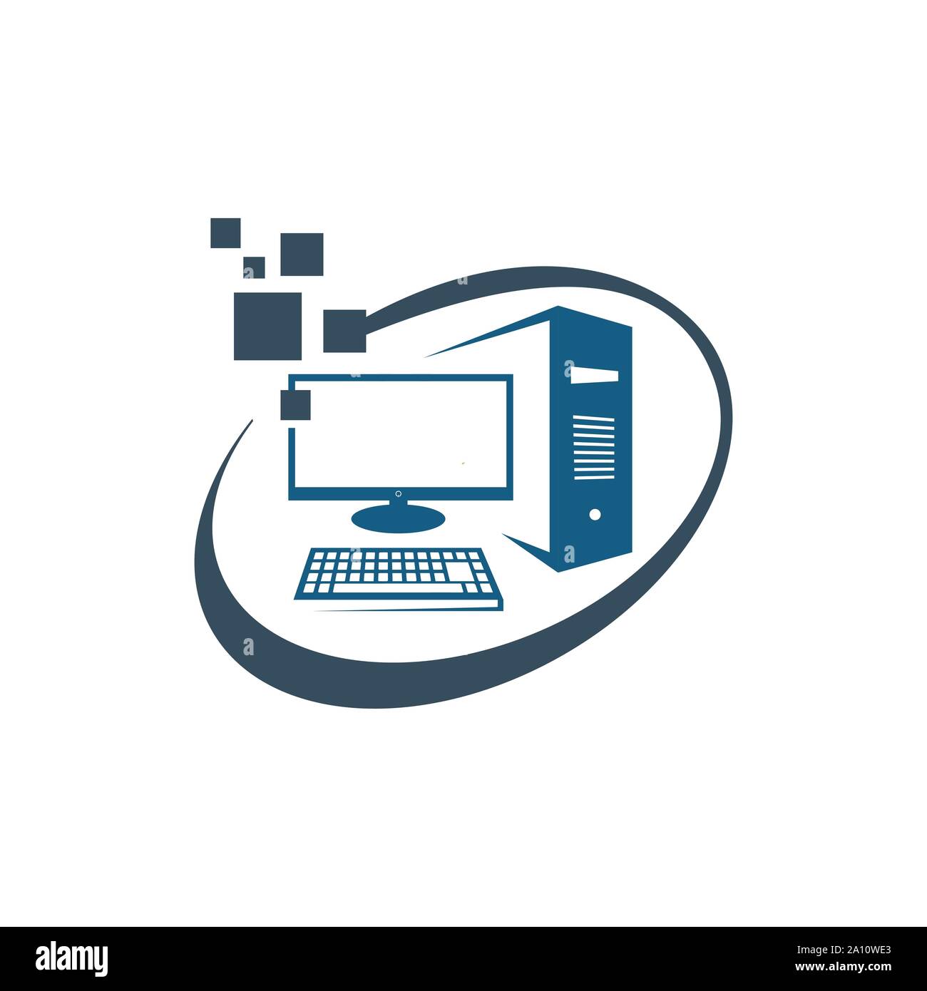 Computer PC desktop logo design icona vettore illustrazioni Illustrazione Vettoriale