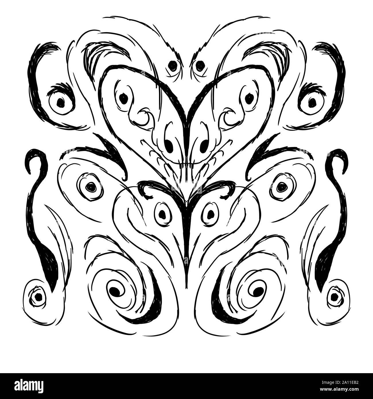 Abstract in bianco e nero doodle pattern. Foto Stock