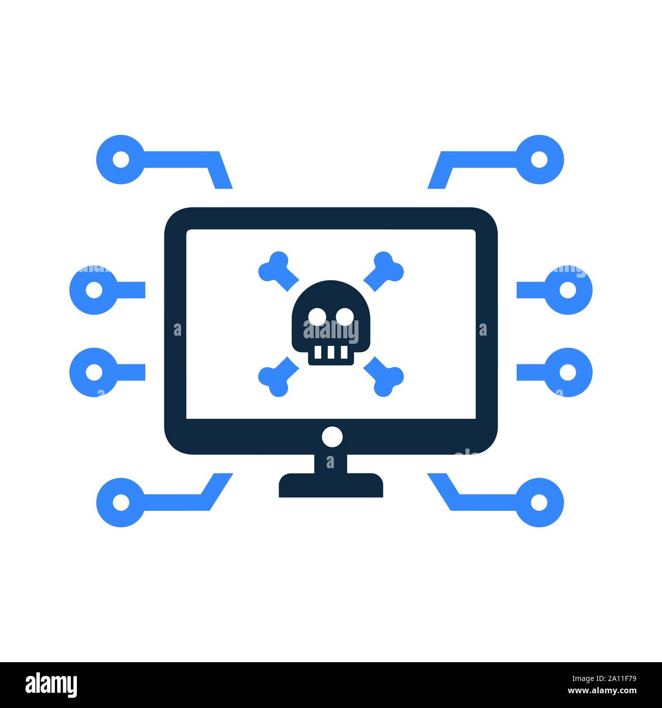 Splendido design e completamente modificabile Computer attacchi virus, criminalità, cyber, hack, hacking accesso illegale, la perdita di dati icona commerciale per i supporti di stampa, abbiamo Illustrazione Vettoriale