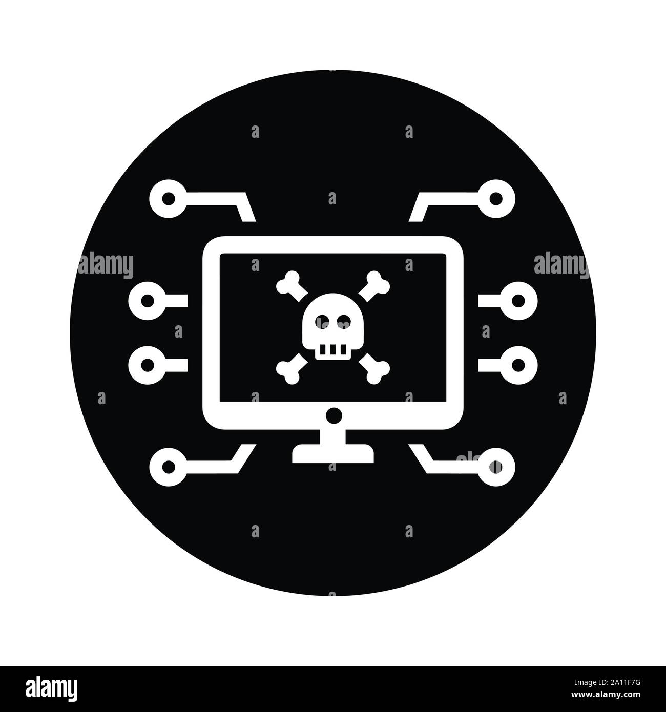 Splendido design e completamente modificabile Computer attacchi virus, criminalità, cyber, hack, hacking accesso illegale, la perdita di dati icona commerciale per i supporti di stampa, abbiamo Illustrazione Vettoriale