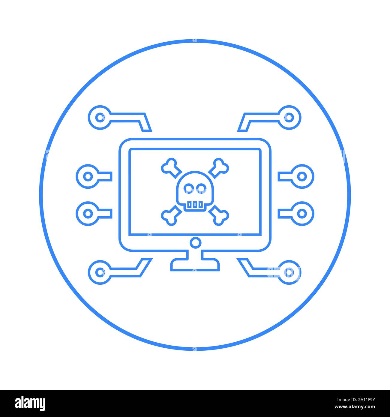 Splendido design e completamente modificabile Computer attacchi virus, criminalità, cyber, hack, hacking accesso illegale, la perdita di dati icona commerciale per i supporti di stampa, abbiamo Illustrazione Vettoriale