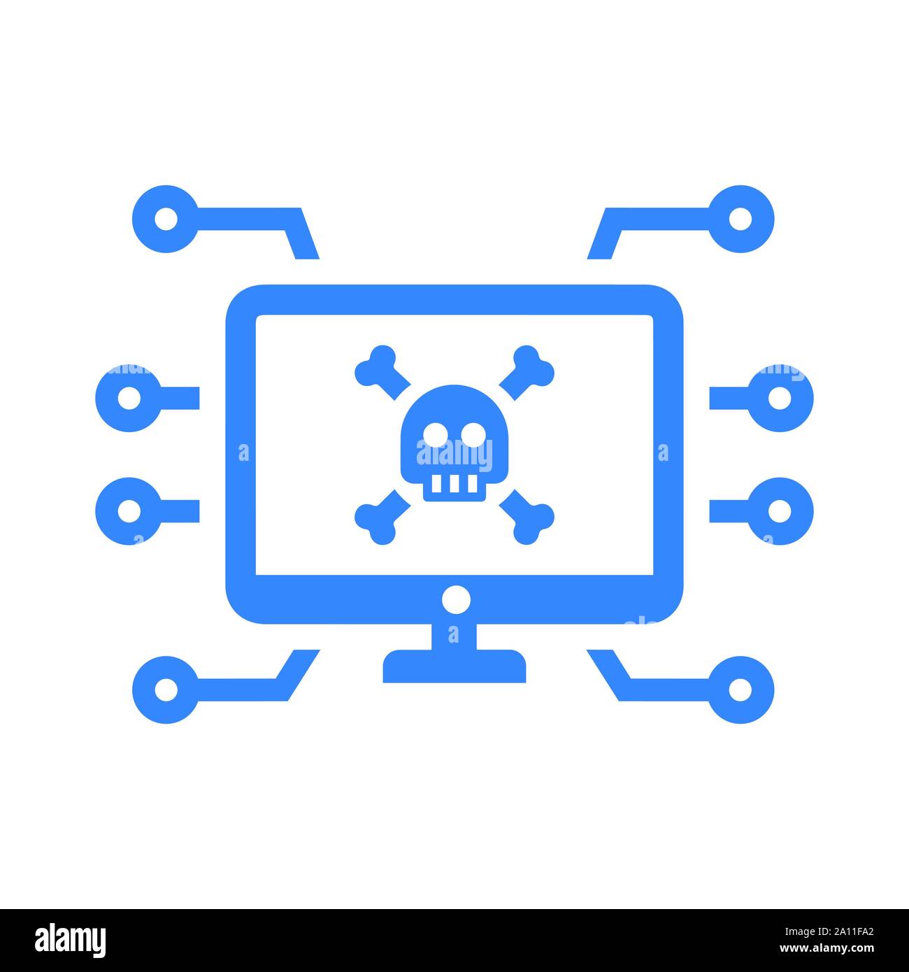 Splendido design e completamente modificabile Computer attacchi virus, criminalità, cyber, hack, hacking accesso illegale, la perdita di dati icona commerciale per i supporti di stampa, abbiamo Illustrazione Vettoriale