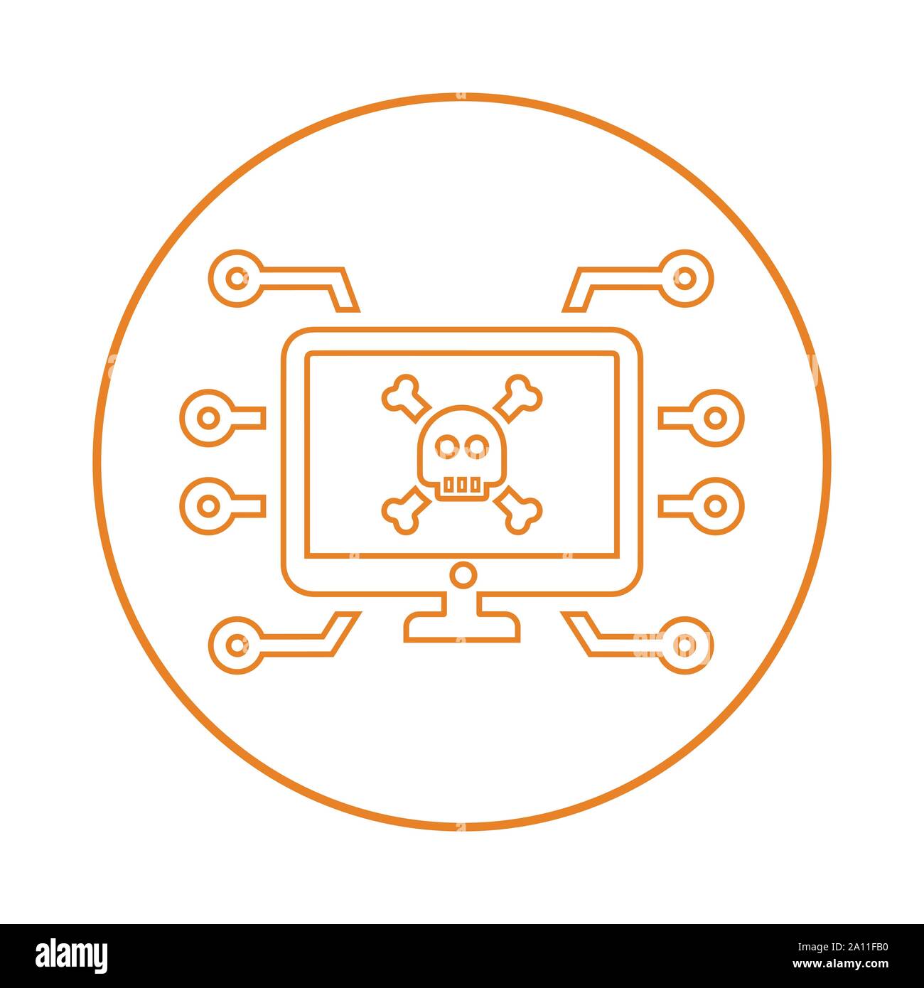 Splendido design e completamente modificabile Computer attacchi virus, criminalità, cyber, hack, hacking accesso illegale, la perdita di dati icona commerciale per i supporti di stampa, abbiamo Illustrazione Vettoriale