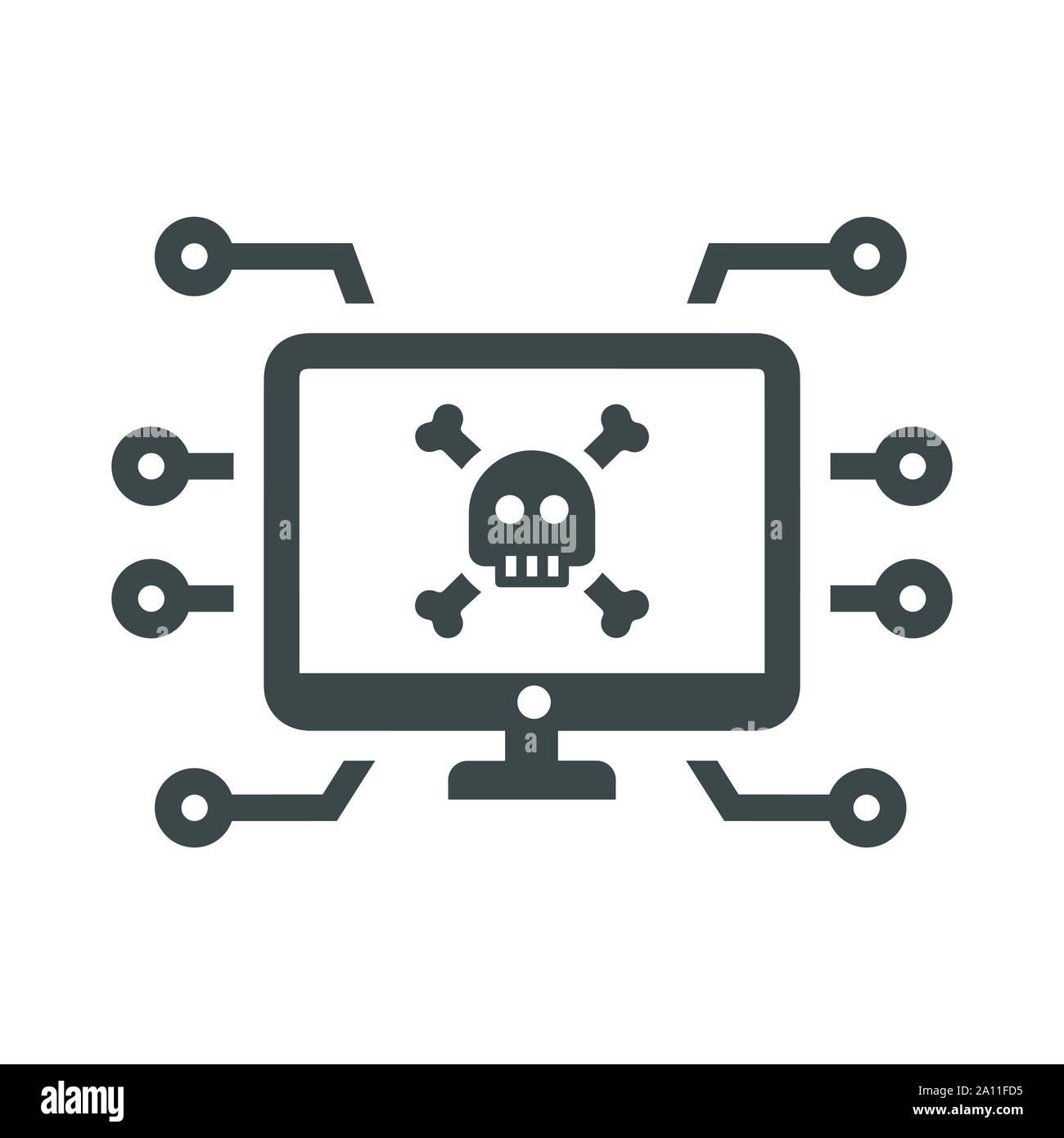 Splendido design e completamente modificabile Computer attacchi virus, criminalità, cyber, hack, hacking accesso illegale, la perdita di dati icona commerciale per i supporti di stampa, abbiamo Illustrazione Vettoriale