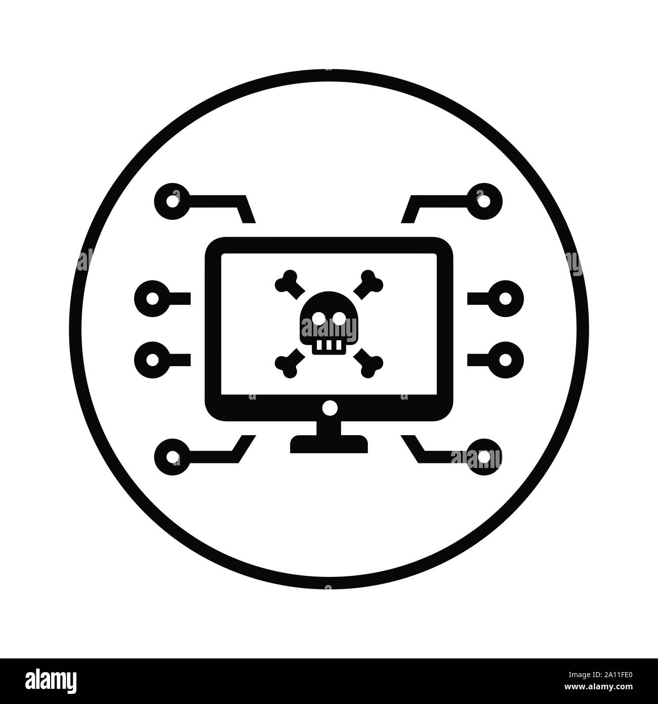 Splendido design e completamente modificabile Computer attacchi virus, criminalità, cyber, hack, hacking accesso illegale, la perdita di dati icona commerciale per i supporti di stampa, abbiamo Illustrazione Vettoriale