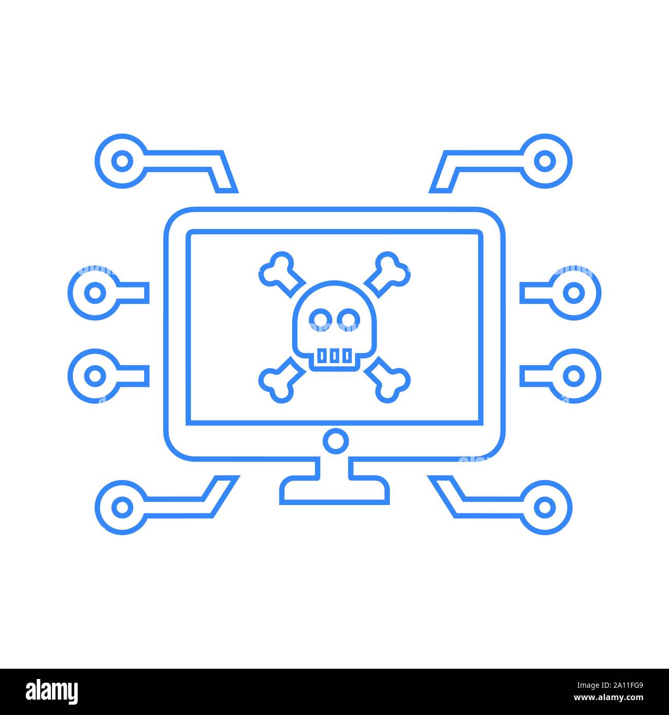 Splendido design e completamente modificabile Computer attacchi virus, criminalità, cyber, hack, hacking accesso illegale, la perdita di dati icona commerciale per i supporti di stampa, abbiamo Illustrazione Vettoriale