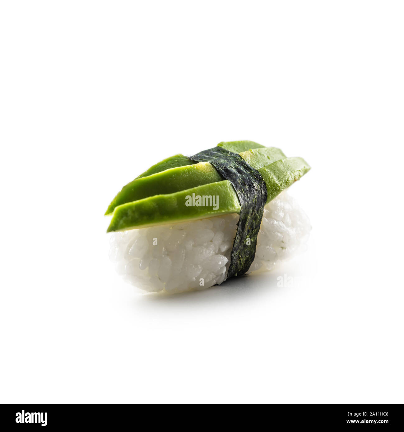 Il nigiri sushi diversi tipi isolati su sfondo bianco Foto Stock