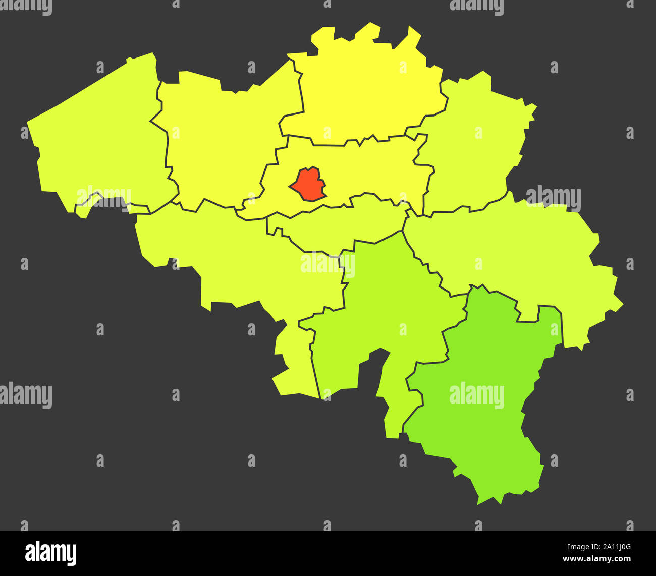 Belgio popolazione mappa di calore come la densità di colore immagine Foto  stock - Alamy