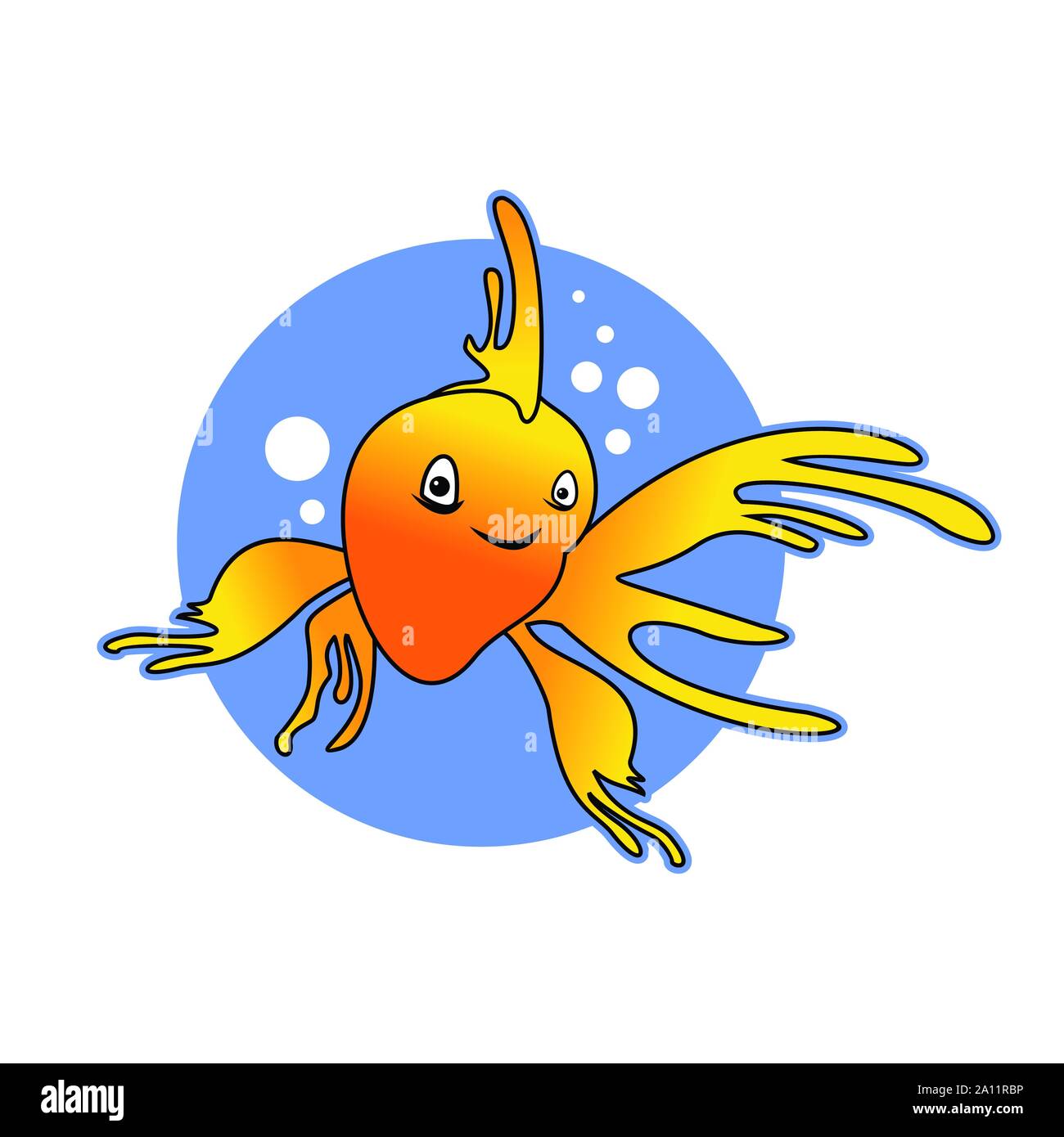 Sorriso giallo Goldfish illustrazione vettoriale Logo grafico del modello di progettazione Illustrazione Vettoriale