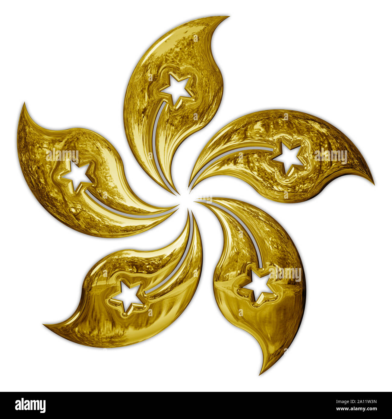 Hong Kong simbolo nazionale, oro e stile metallico Foto Stock