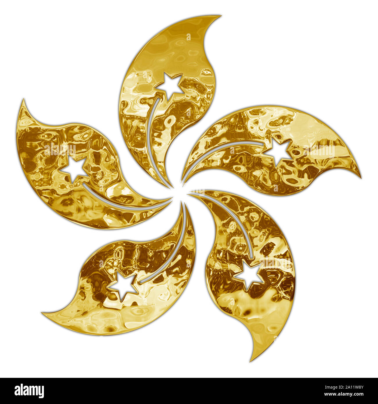 Hong Kong simbolo nazionale, oro e stile metallico Foto Stock