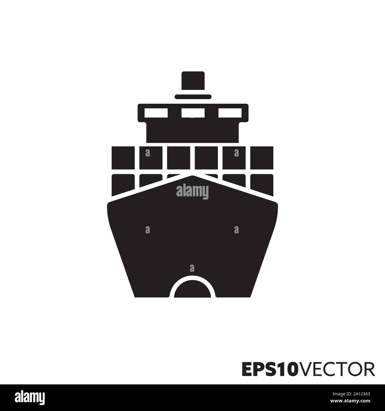 Nave Container icona glyph. Simbolo di nolo e di trasporto. Piano di settore illustrazione vettoriale. Illustrazione Vettoriale