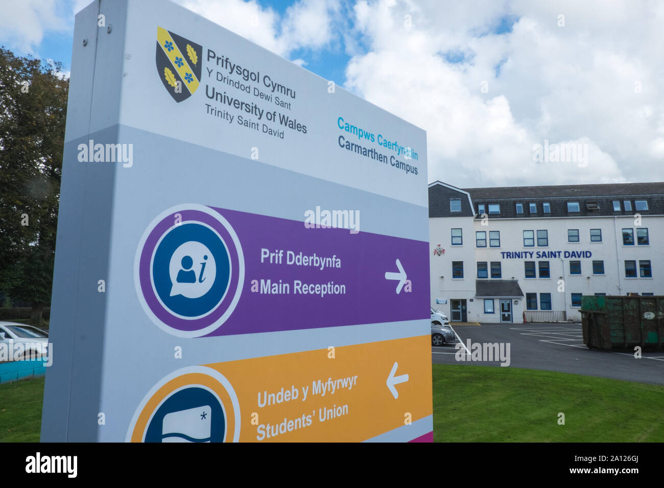 Università del Galles Trinità San Davide,campus,Carmarthen,Carmarthenshire,Galles,Welsh,UK,U.K.,GB,Gran Bretagna,British, Foto Stock