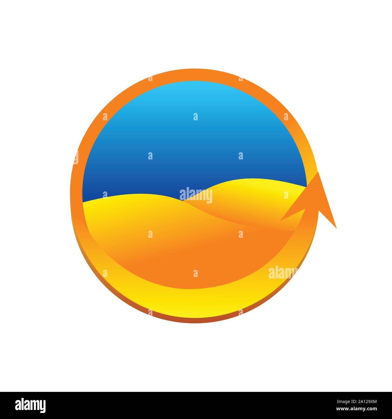 Terra dorata del deserto Logo circolare 3D Simbolo Vector Graphic Design Template Illustrazione Vettoriale