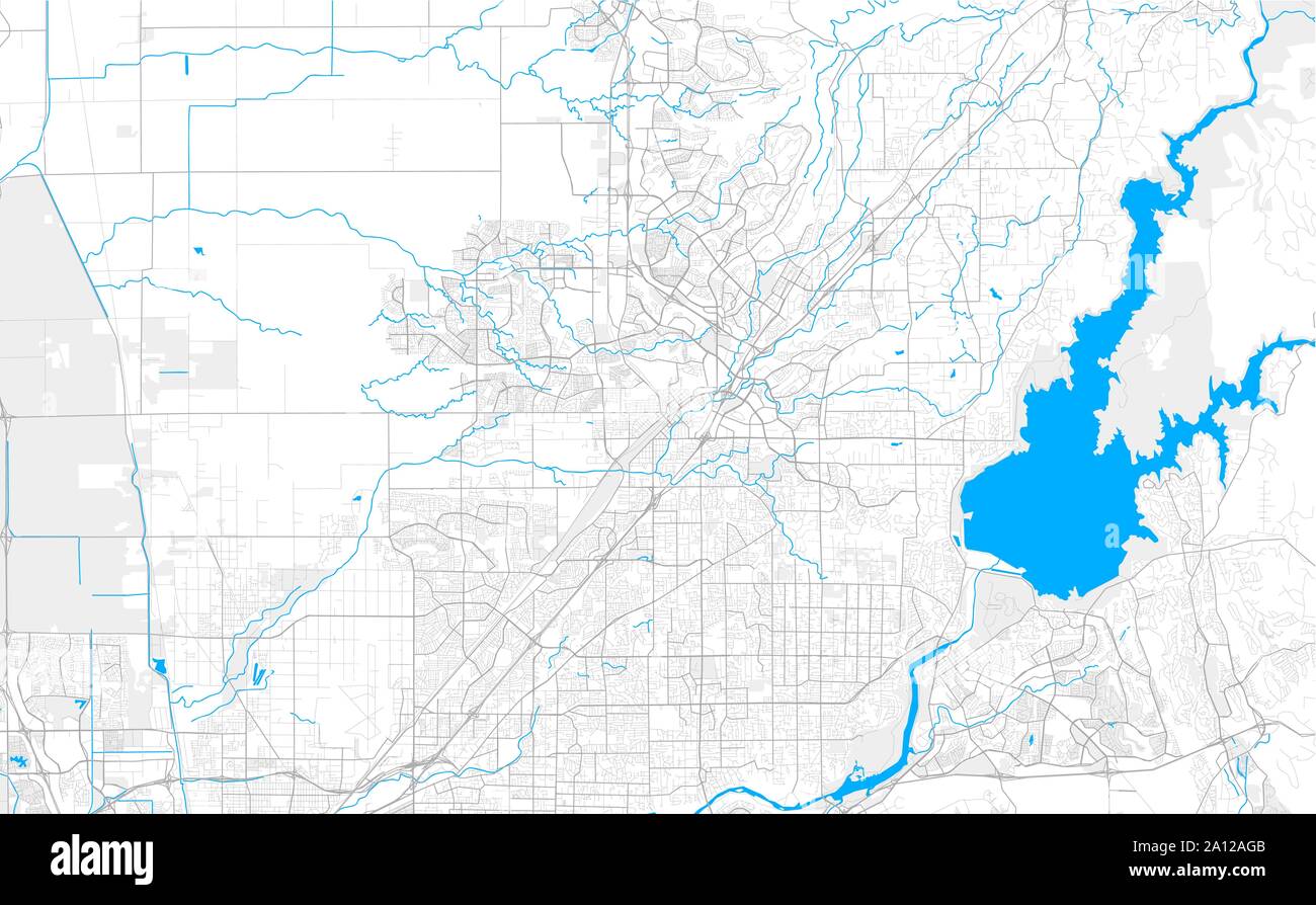 Ricco di vettore dettagliata mappa area di Roseville, California, Stati Uniti d'America. Mappa modello per arredamento di casa. Illustrazione Vettoriale