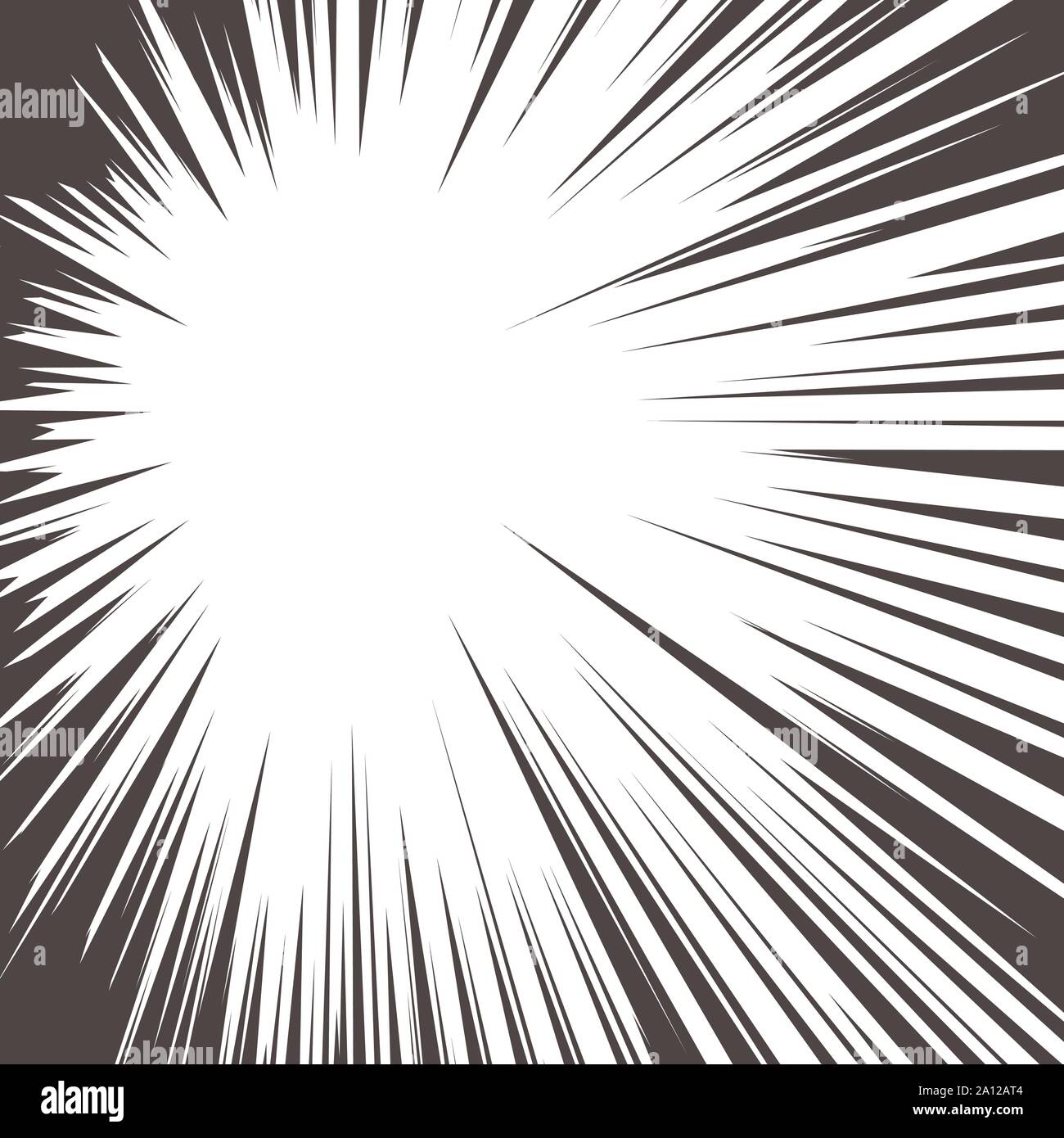 Fumetto velocità radiale delle linee. Velocità Manga telaio. Cartoon motion background. Azione di supereroi. Illustrazione di vettore isolato su sfondo bianco Illustrazione Vettoriale