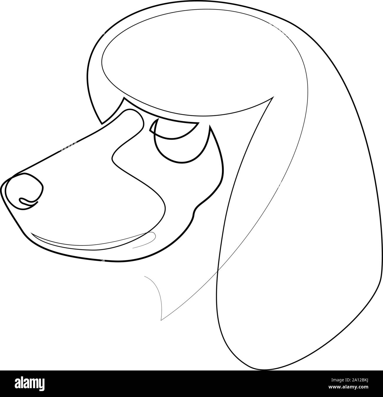 Linea continua barboncino. Singola linea stile minimal cane illustrazione vettoriale Illustrazione Vettoriale