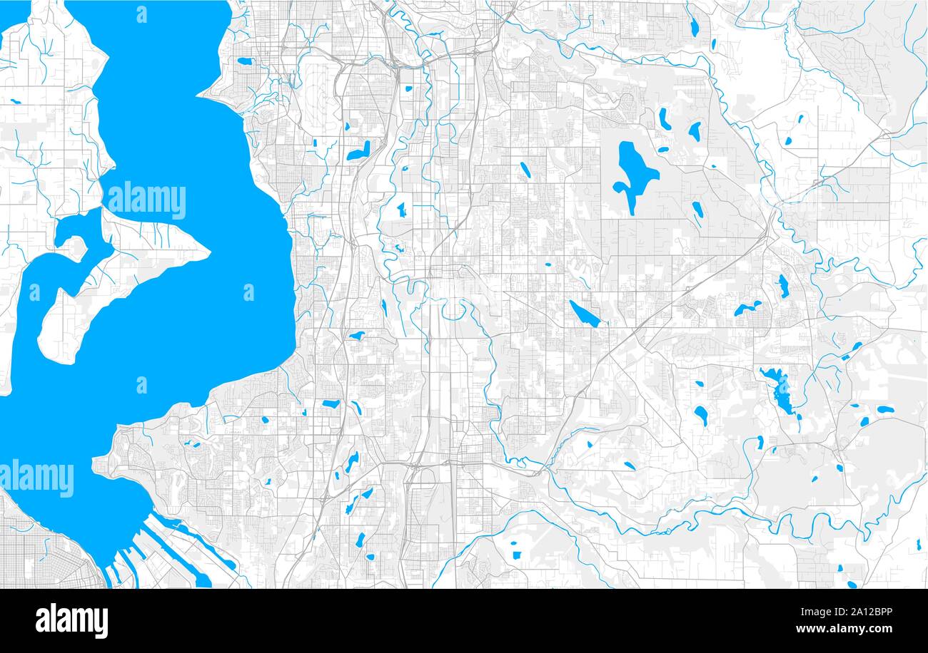 Ricco di vettore dettagliata mappa area del Kent, Washington, Stati Uniti d'America. Mappa modello per arredamento di casa. Illustrazione Vettoriale