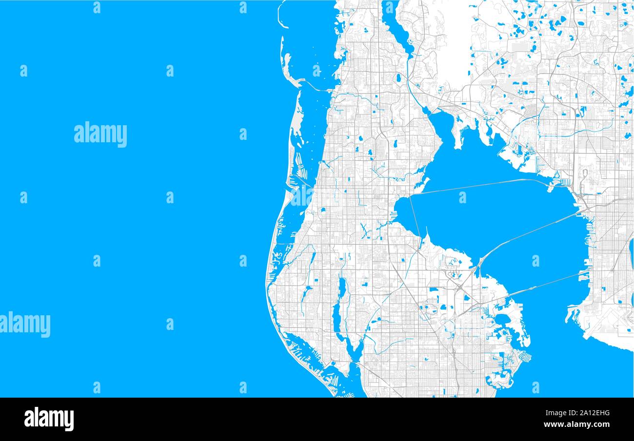 Ricco di vettore dettagliata mappa area di Clearwater, Florida, Stati Uniti d'America. Mappa modello per arredamento di casa. Illustrazione Vettoriale