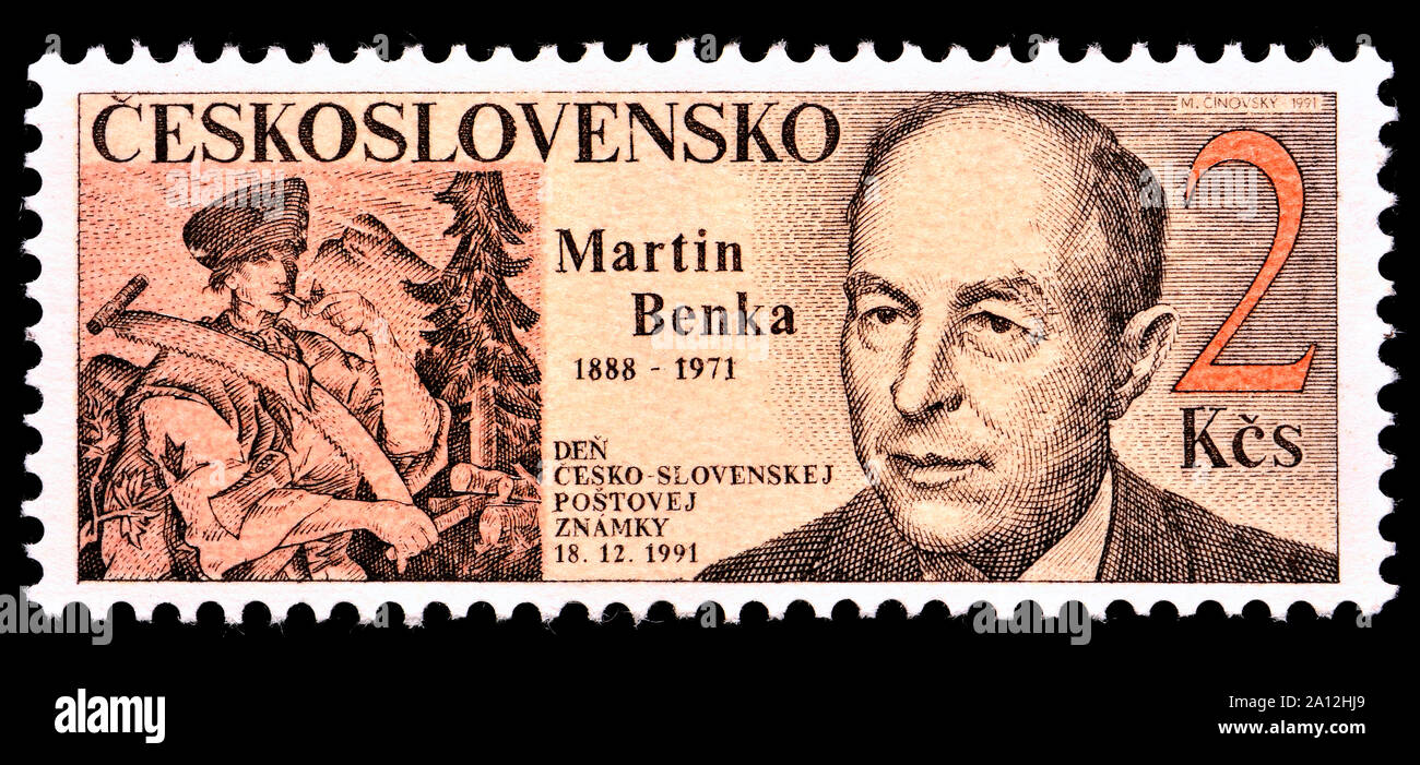 Cecoslovacco francobollo (1991) : Martin Benka (1888-1971), pittore illustratore e incisore timbro Foto Stock