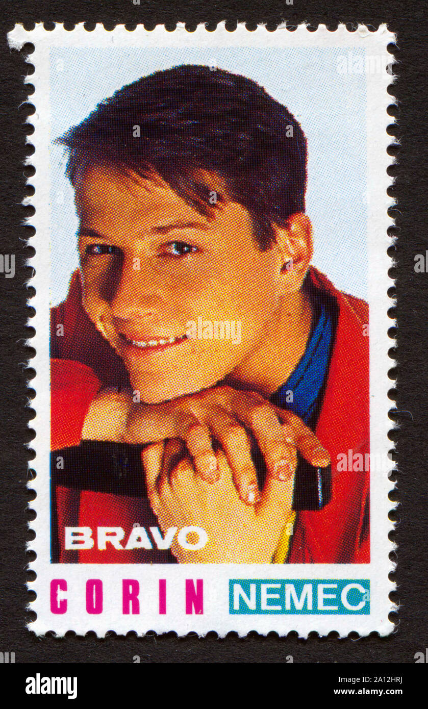 Corin Nemec su un vintage francobollo dal Bravo dai primi anni ottanta Foto Stock