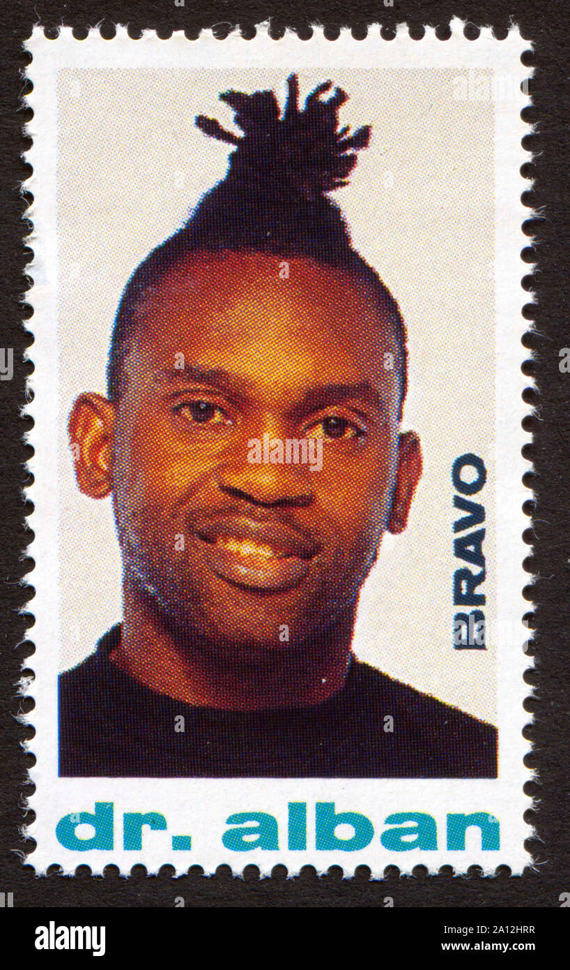Dr Alban su un vintage francobollo dal Bravo dai primi anni ottanta Foto Stock