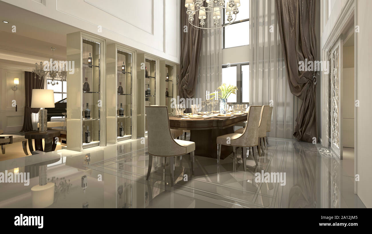 3D render di neo classic home soggiorno Foto Stock