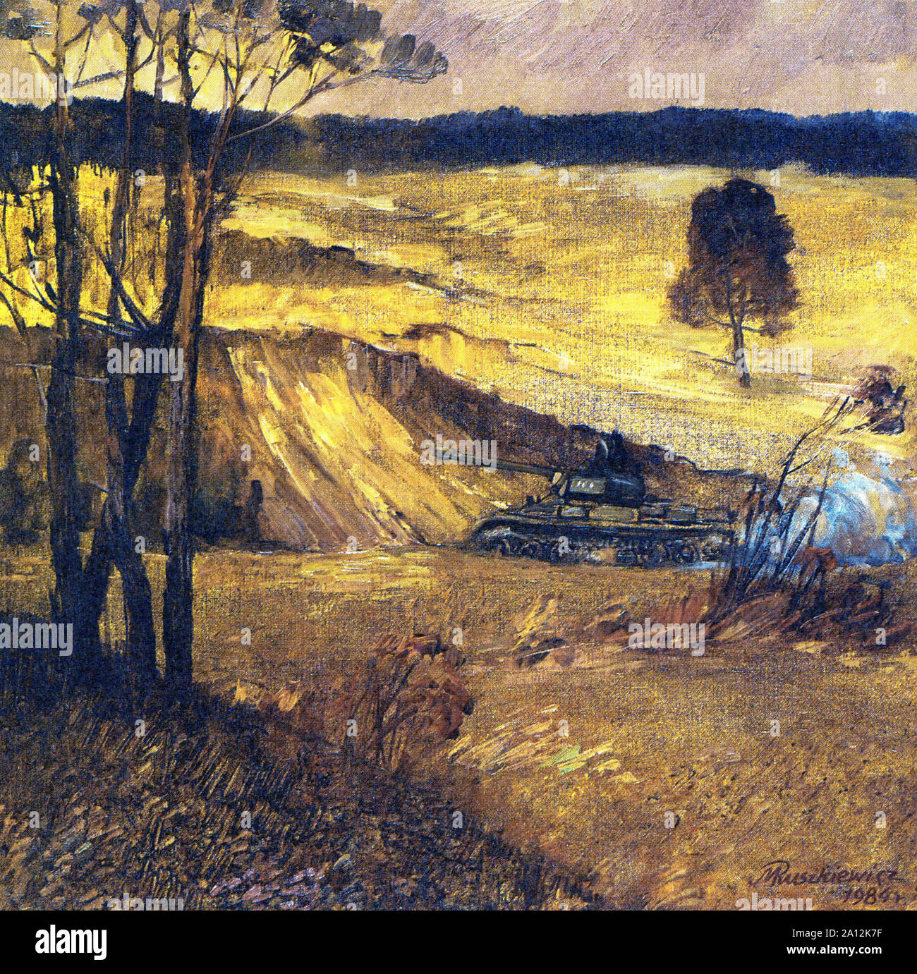 Il tempo di guerra forma d'arte artista polacco dipinte in anni ottanta Foto Stock