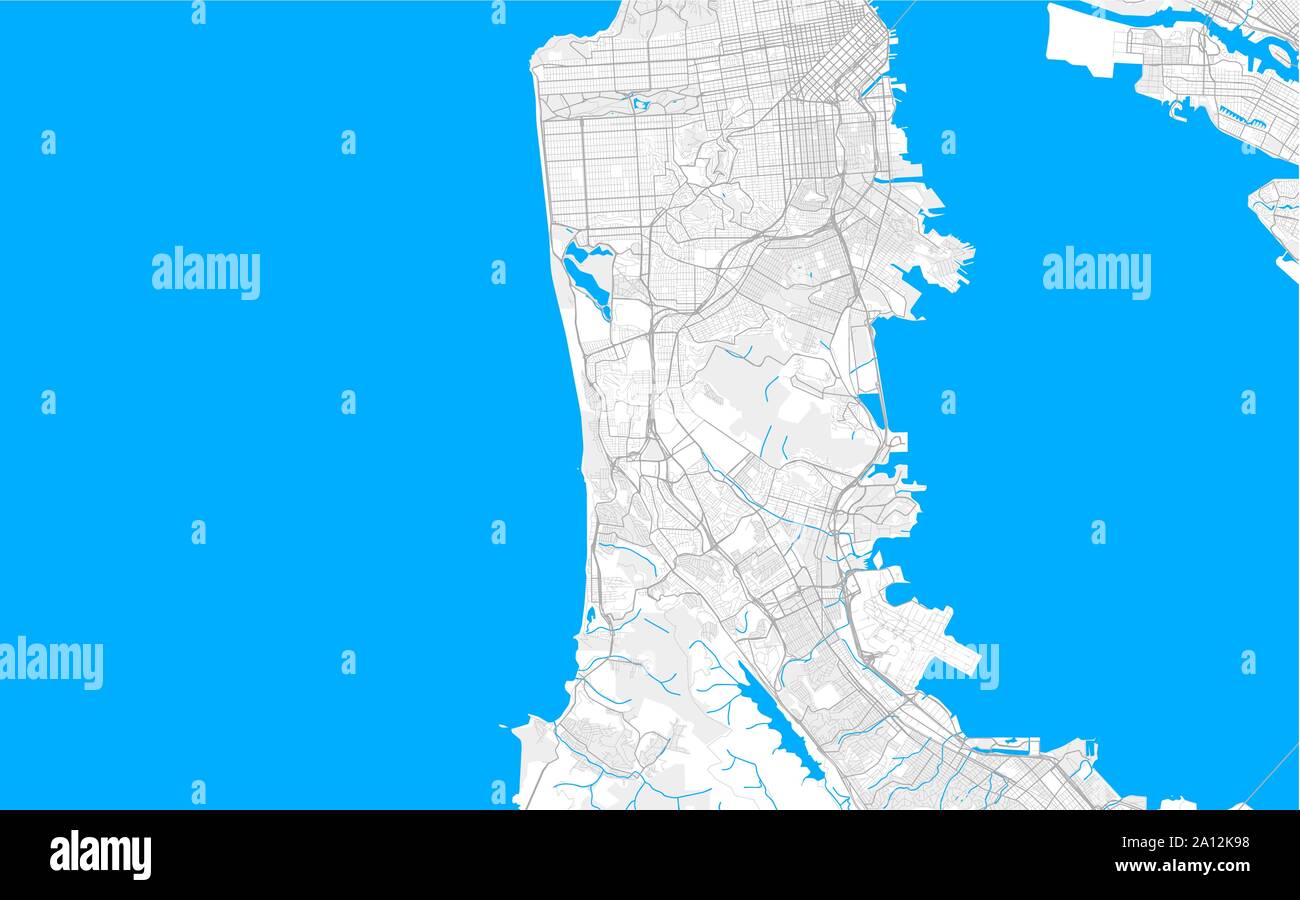 Ricco di vettore dettagliata mappa area del Daly City, California, Stati Uniti d'America. Mappa modello per arredamento di casa. Illustrazione Vettoriale