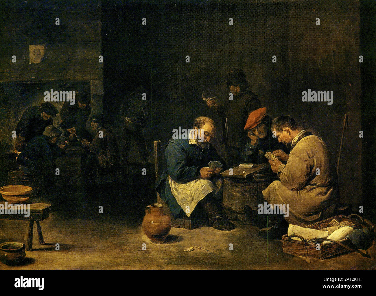 La pittura di David Teniers il Giovane 1610-1690 - Carta giocatori 1640 olio su tela Foto Stock