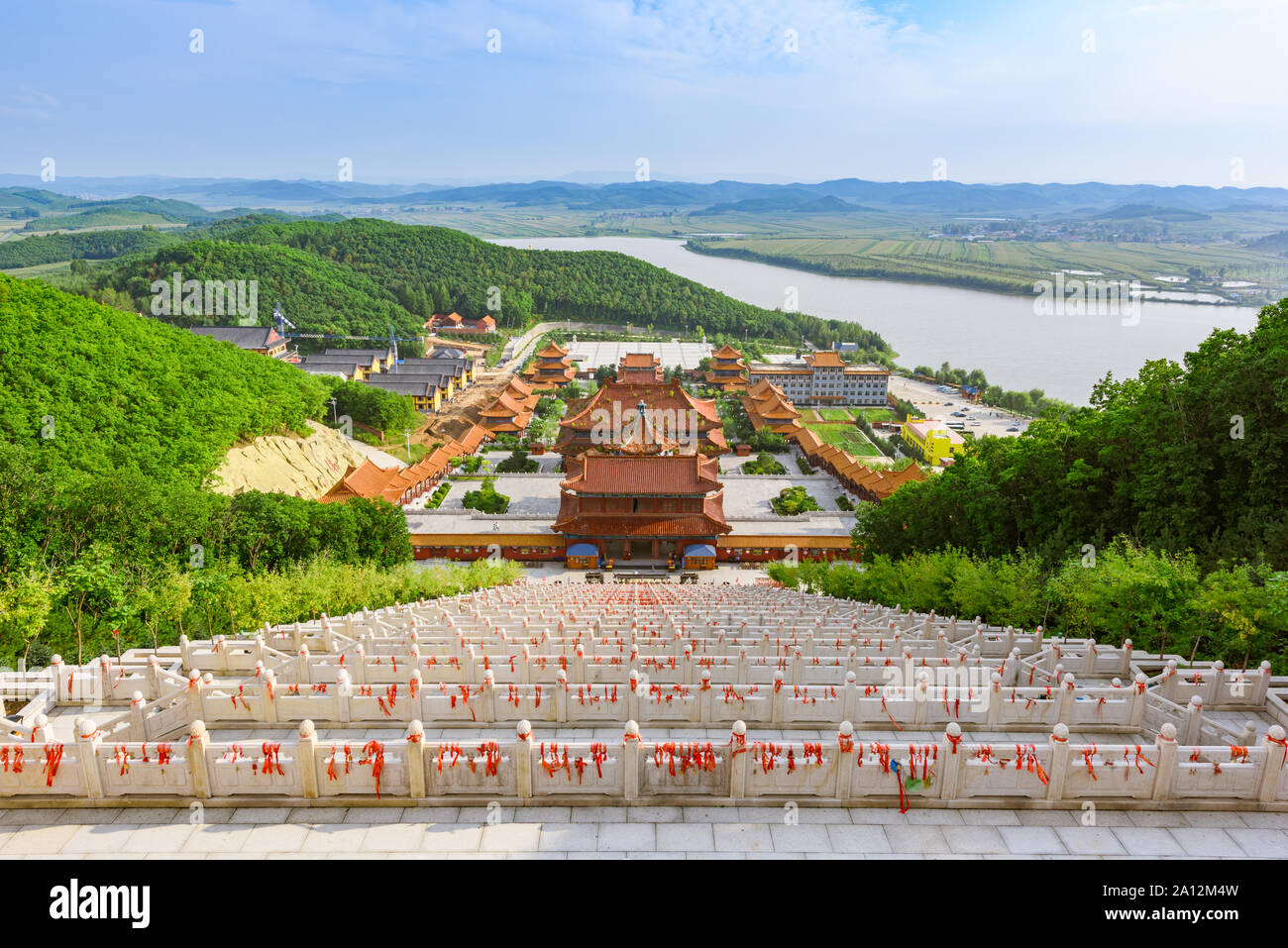 Di Jilin, Cina - 02 Settembre 2016: Veduta aerea della complessiva Zhengjue tempio motivi. Foto Stock