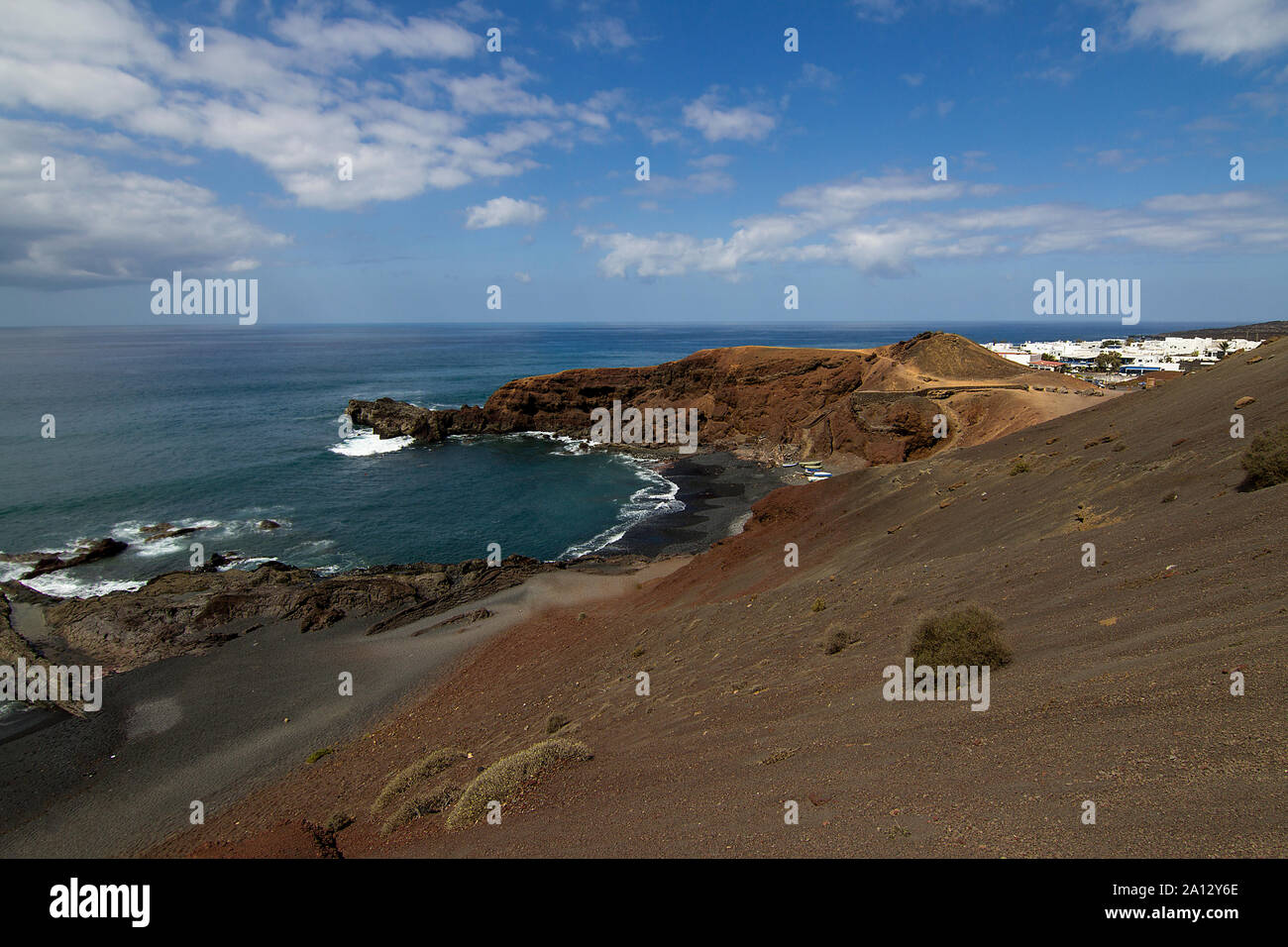 Lo splendido paesaggio di los golfos beach, a Lanzarote, Isole Canarie Foto Stock